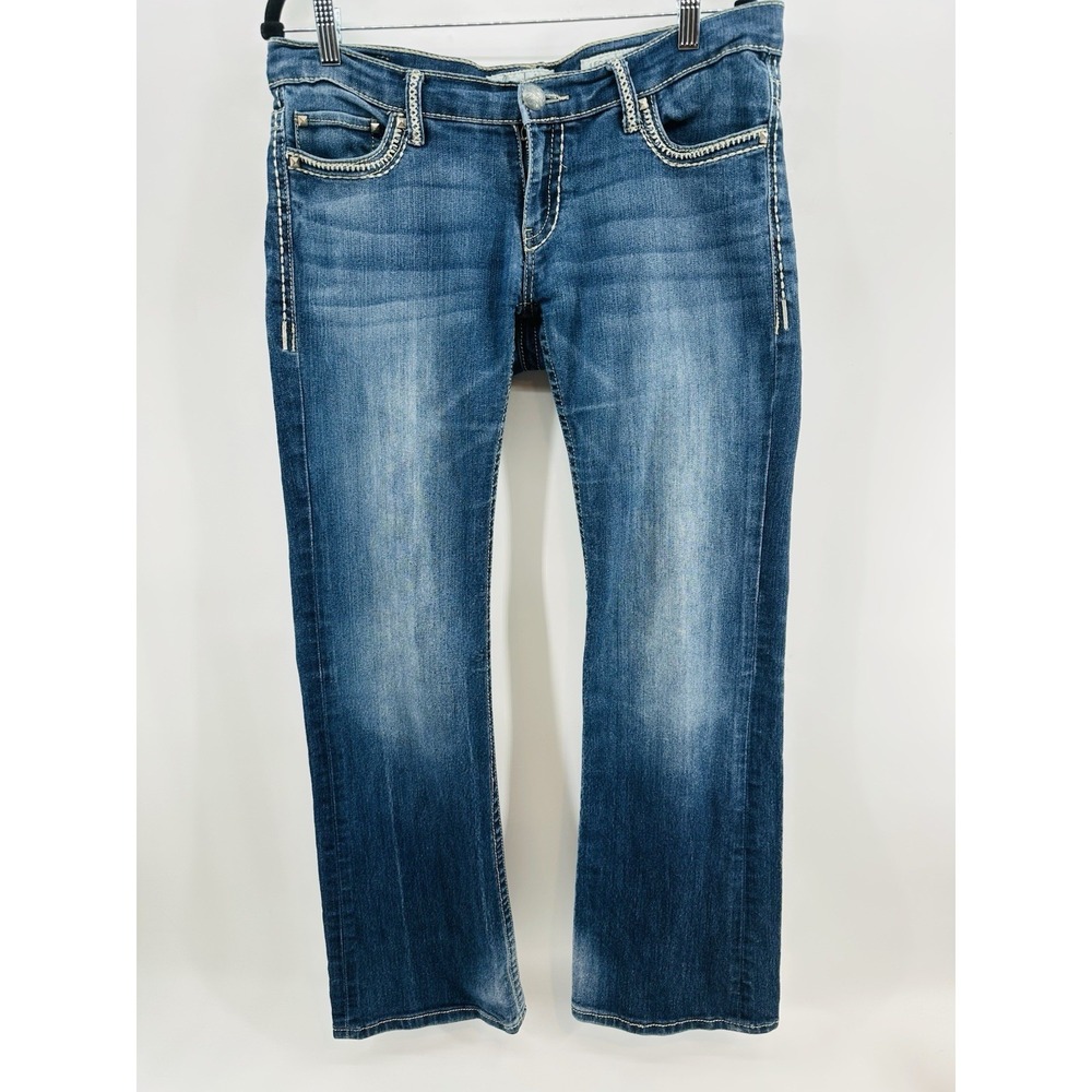 Y2K Daytrip Bootcut Embroidered Stitch Jeans 31R Medium Wash Denim Jeans AC29